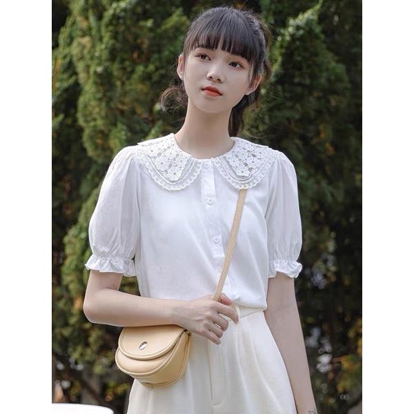 Áo sơ mi trắng phối cổ ren style Hàn hàng thiết kế