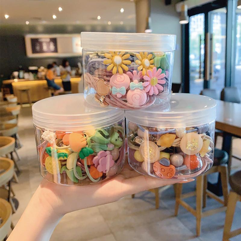 Set 30 Cái/hộp Gói Dây Buộc Tóc Đuôi Ngựa Hàn Quốc, Băng Đô Co Giãn Trẻ Em Dễ Thương Bé