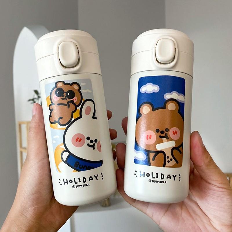 Bình giữ nhiệt hình thỏ gấu Holiday siêu cute 400ml