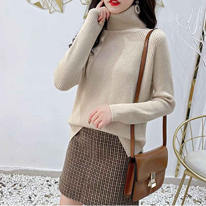 Áo len nữ cổ lọ form rộng trẻ trung LAHstore, chất len gân dày dặn, thời trang phong cách trẻ
