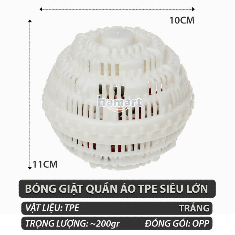 Bóng Giặt Sạch Quần Áo Chống Nhăn Lớn Washing Ball Plus Banh TPE Hạt Gốm Thơm 1000 Lần Giặt Đồ