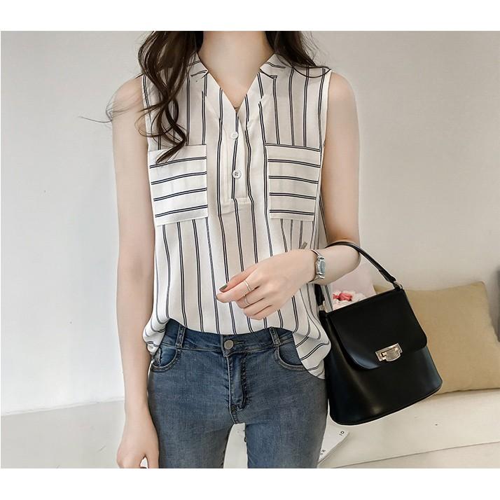 Áo sơ mi nữ cổ v 2 túi sm28