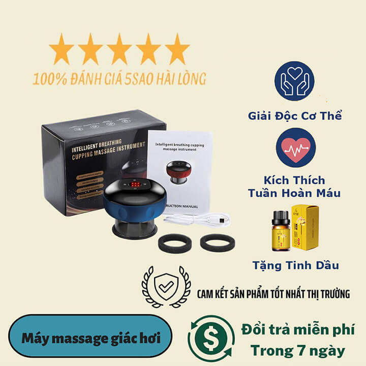 Máy giác hơi cạo gió cầm tay mini sạc pin massage thông minh 6 chế độ, máy giác hơi điện giúp giảm đau nhức, tăng cường lưu thông khí huyết-NG122