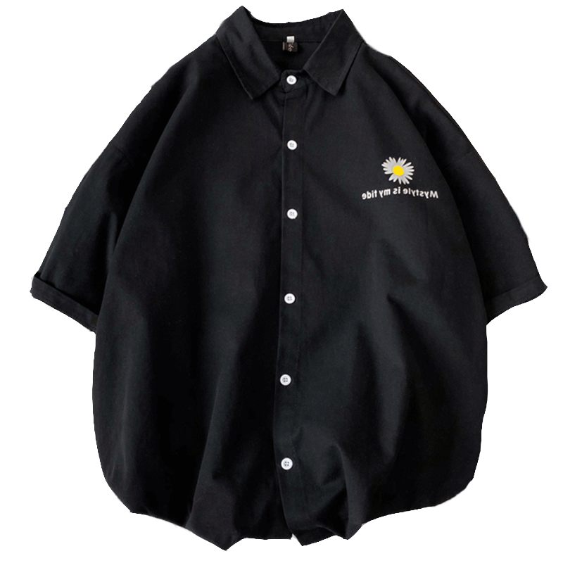 Áo Sơ Mi Ngắn Tay Thêu Họa Tiết Hoa Phong Cách Hàn Quốc Dành Cho Nam / Size M-2Xl