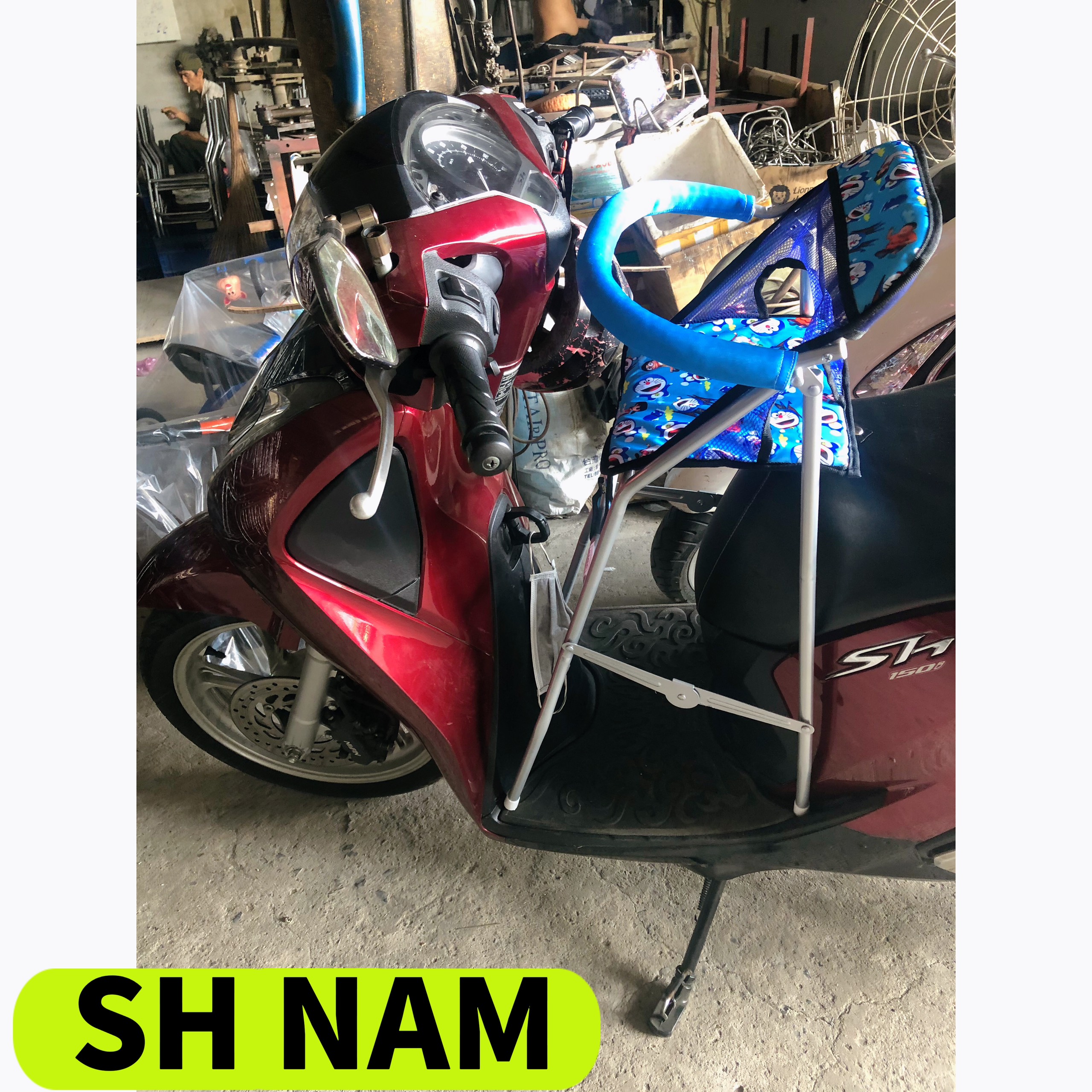 Ghế ngồi xe SH Ý 300i - 350i cho bé , GHẾ GA XẾP SẮT SƠN TĨNH ĐIỆN