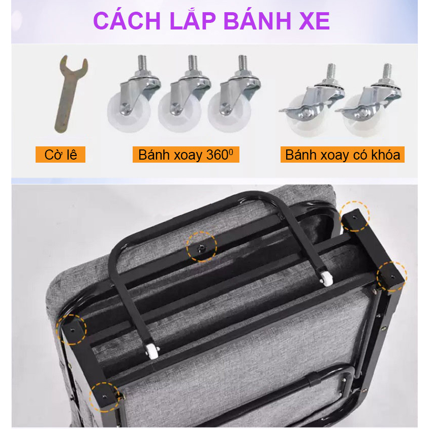 Giường Gấp Gọn 3 Khúc Cao Cấp NIKITA GB365 - Đệm Bọt Biển - Khung Sắt Sơn Tĩnh Điện - Chính Hãng NIKITA