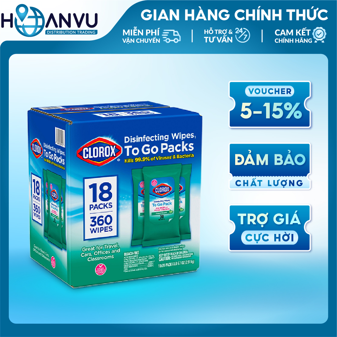 Khăn Khử Trùng Clorox Disinfecting Wipes Fresh (20 Tờ)