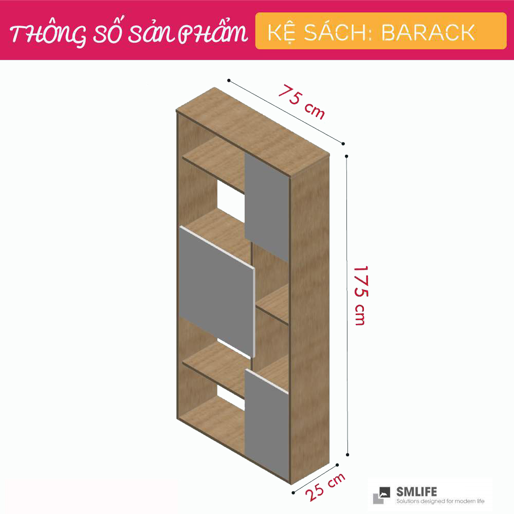Tủ đựng sách tại nhà phong cách hiện đại SMLIFE Barack