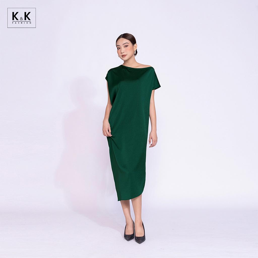 Đầm Suông Dáng Dài Cổ Lệch K&amp;K Fashion KK140-29 Chất Liệu Silk