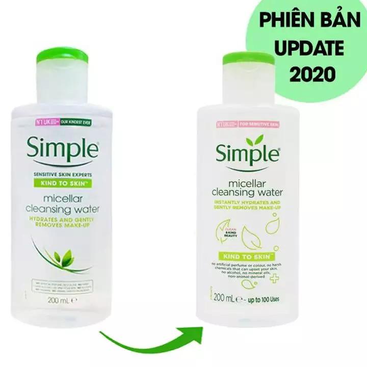 Combo 2 Chai Nước Tẩy Trang Simple Dịu Nhẹ Kind To Skin Micellar Water 200ml x 2