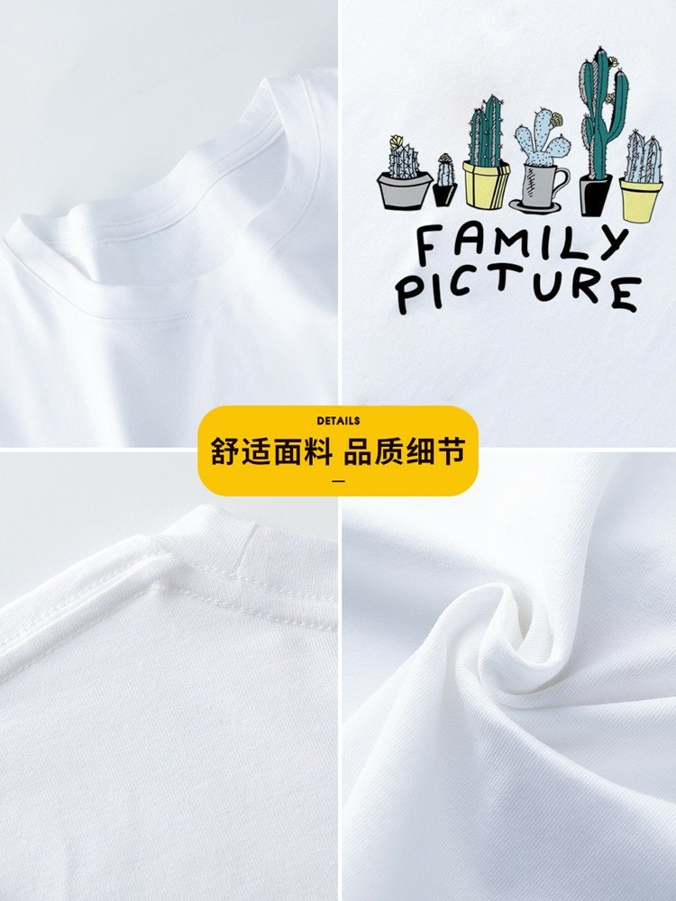 Áo phông tay lỡ chất cotton họa tiết xinh xắn