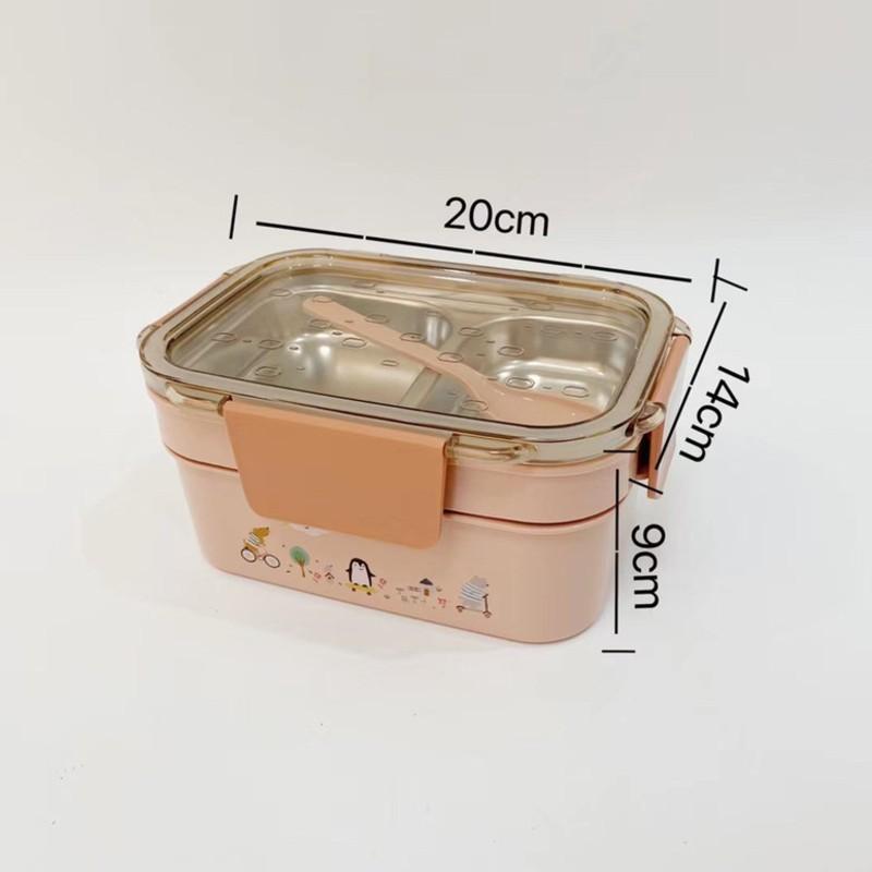 Hộp đựng cơm văn phòng 2 tầng inox 304 cao cấp No 2410,hộp đựng cơm inox giữ nhiệt dùng được cho lò vi sóng