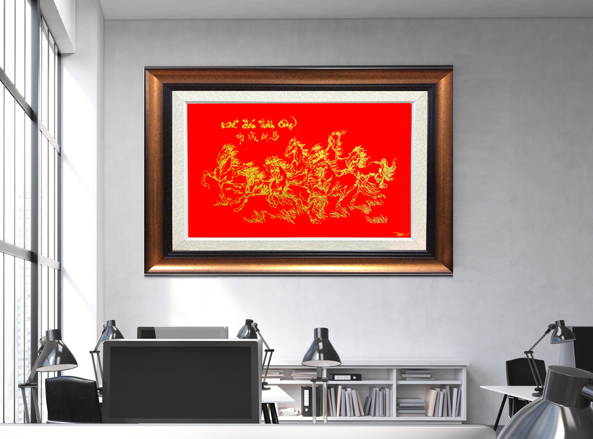 Tranh quà tân gia khai trương Mã đáo thành công (KT 50x70cm)