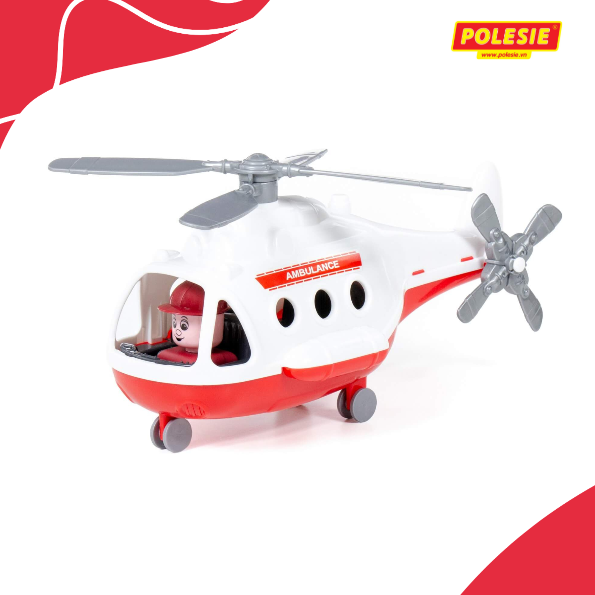 Máy bay trực thăng cứu thương Alpha đồ chơi - Polesie Toys