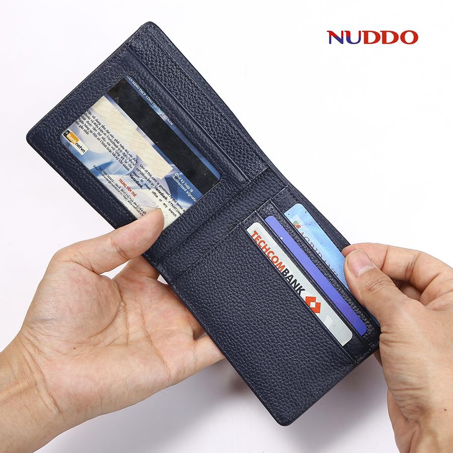 Ví da nam cao cấp NUDDO bóp nam da bò thật vân hạt kiểu dáng ngang cao cấp NN006