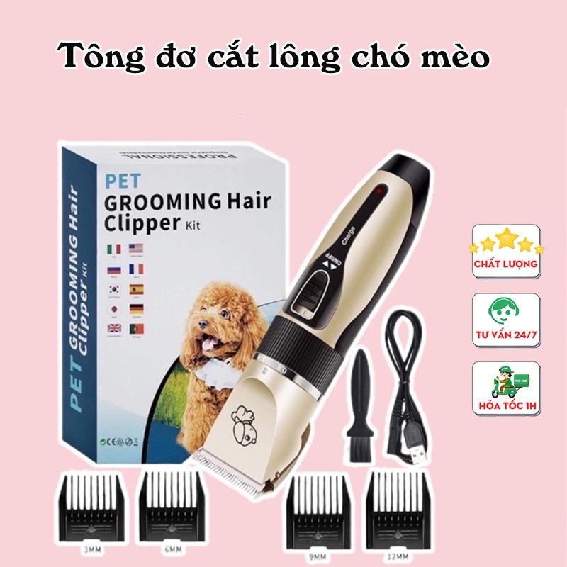 Tông đơ cắt lông chó, máy cắt lông chó, 4 lưỡi căn chỉnh, chạy pin sạc điện, siêu bền, siêu bén