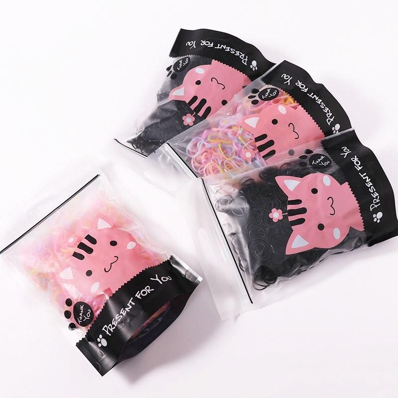 Chun buộc tóc Hàn Quốc túi zip mèo 2000 chiếc nhiều màu dễ thương CHO BÉ