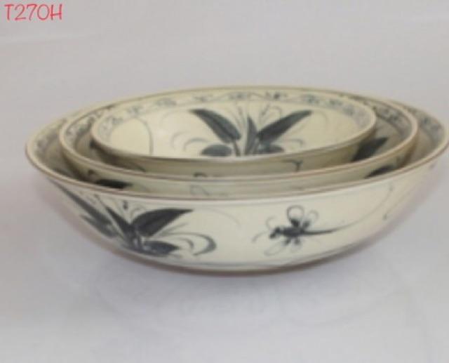 Set đĩa hoa mặt trời men rạn giả cổ vẽ tay