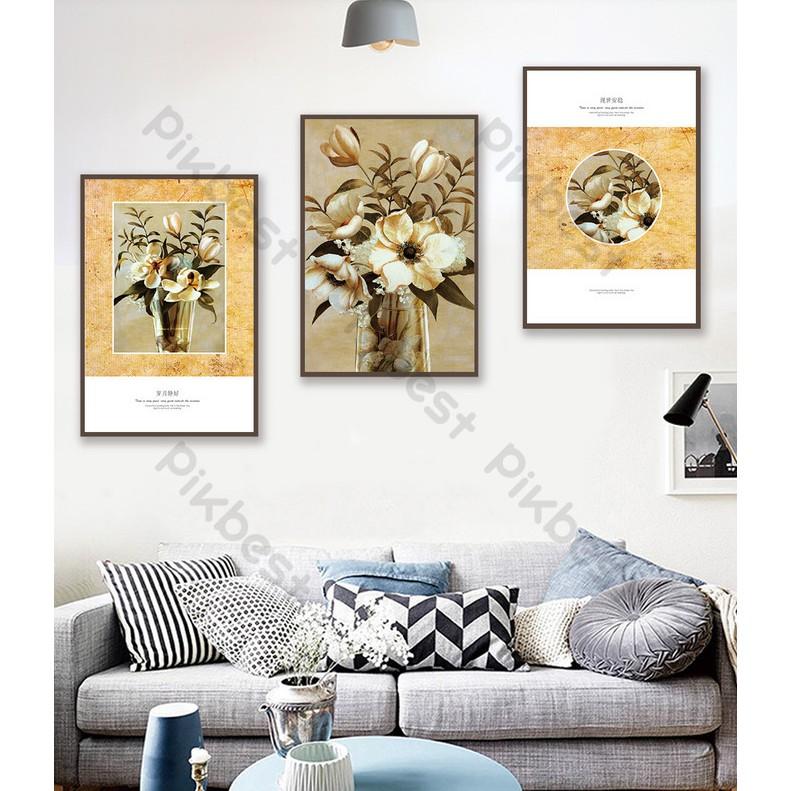 Combo 3 tranh Bó hoa sang trọng,Tranh dán tường 3d trang trí phòng khách phòng ngủ hiện đại  MS634368