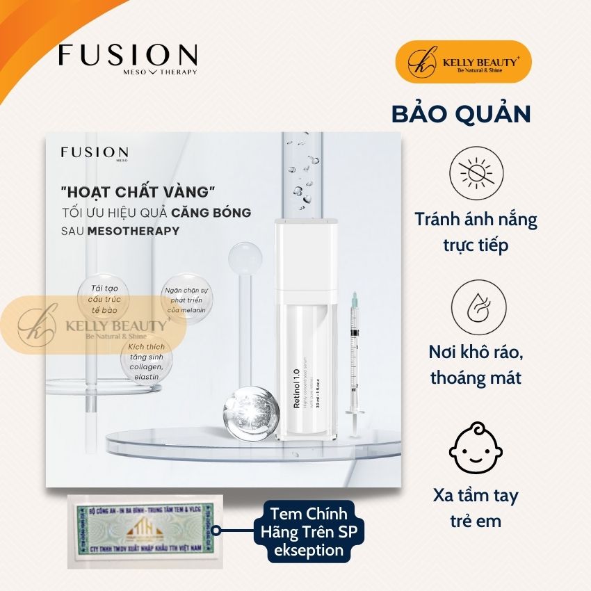 Fusion Retinol 1.0 - Da Sáng Đều Màu, Mờ Thâm Sạm Nám; Giảm Dày Sừng; Căng Mịn và Se Lỗ Chân Lông - Kelly Beauty