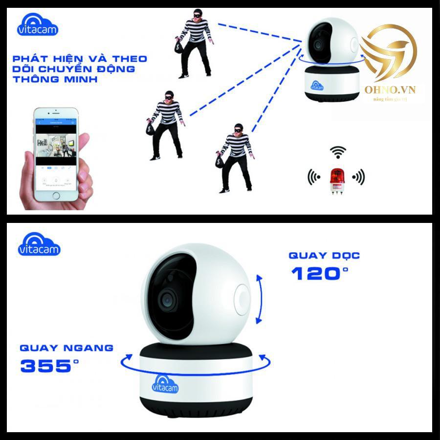 Camera IP Wifi ngoài trời Vitacam C1080  trong nhà chống trộm 2.0 MPX hàng chính hãng