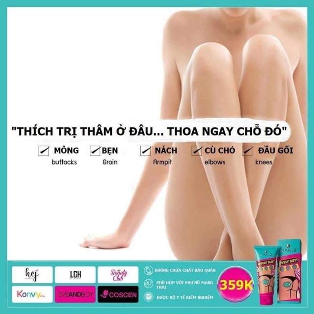 3 TUÝP NAKIZ LIVELY BUTT Kem thoa thâm Mông, Bẹn, Nách, Lưng, Nh.ũ hoa, Đầu gối, Cùi chỏ.... Thái Lan