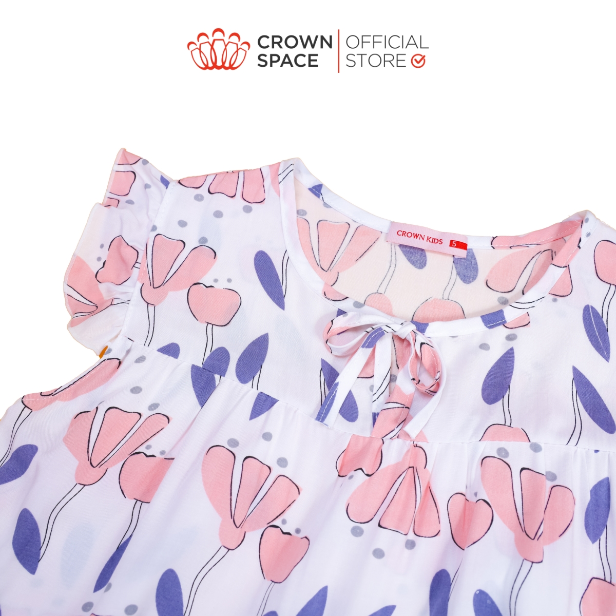 Bộ Mặc Nhà Bé Gái Hoa Tím Chính Hãng Crown Kid CKGS2911206.P Size 4 - 8