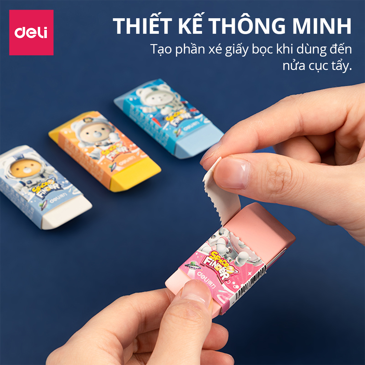 Gôm Tẩy Chì 2B Deli - Hình Gấu Phi Hành Gia Ít Vụn Tẩy Sạch Màu Sắc Cho Học Sinh Văn Phòng - VP116