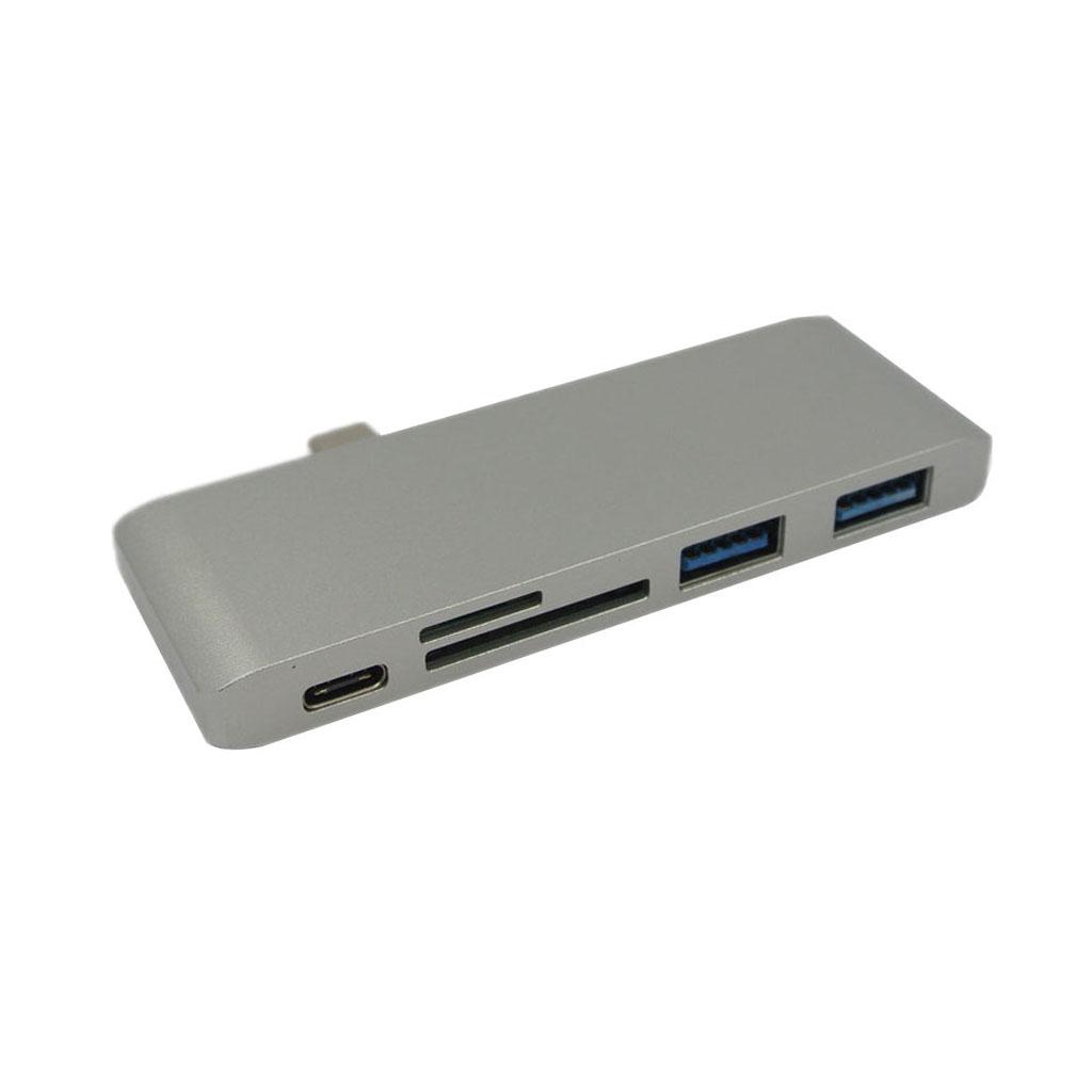 Type-C to USB3.0 Data Hub Adapter Charging Converter Card Reader Grey