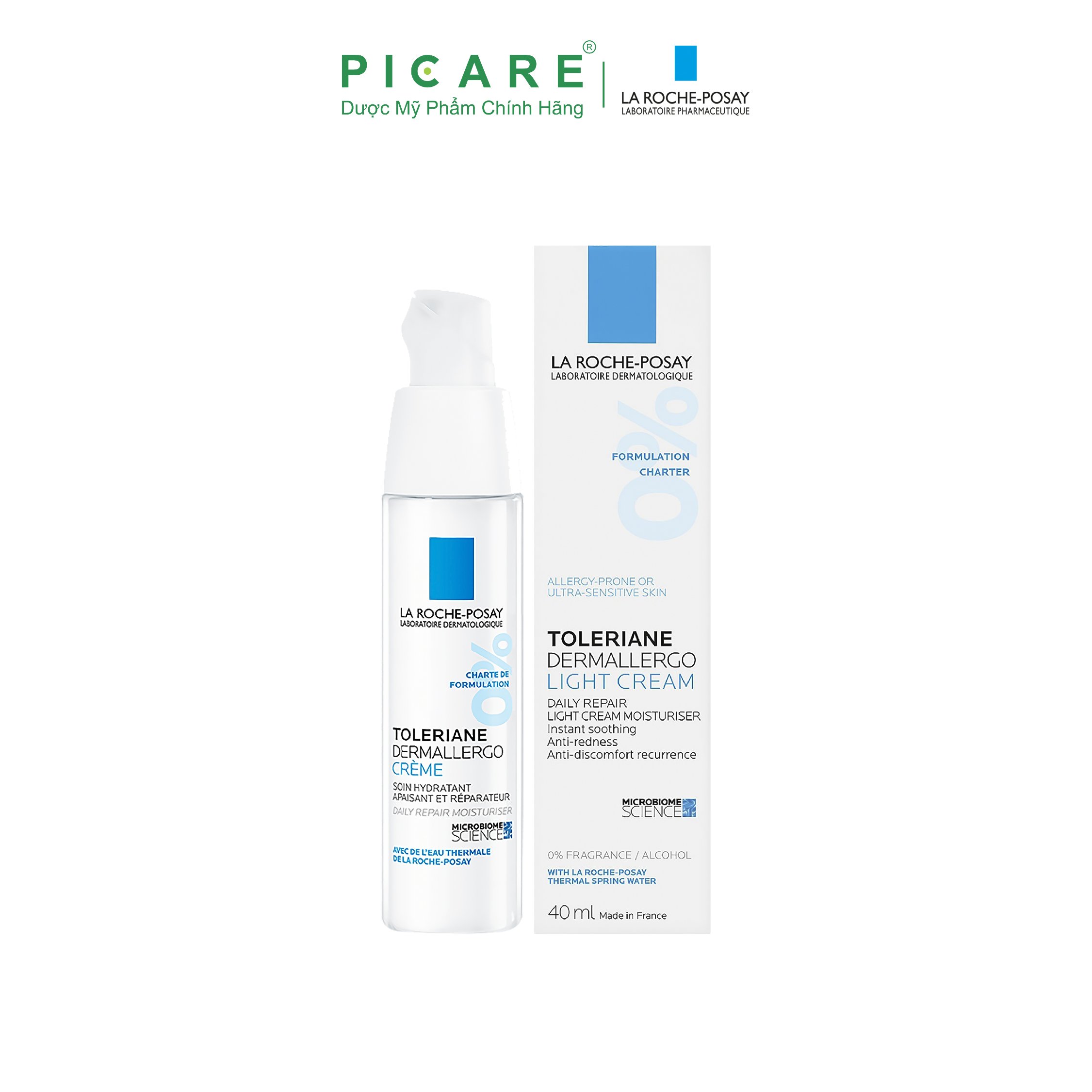 Kem dưỡng làm dịu tức thì &amp; bảo vệ cho da khô rất nhạy cảm &amp; kích ứng La Roche-Posay Toleriane Ultra Light (40ml)