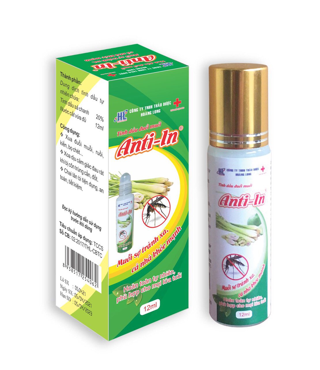 Chai lăn tinh dầu đuổi muỗi Anti-In 12ml (Đơn hàng tối thiểu 02 chai)