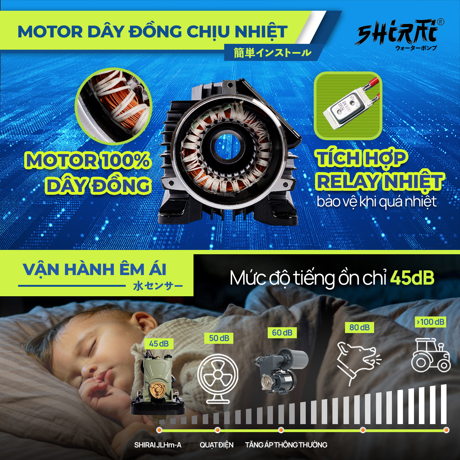 Máy bơm tăng áp điện tử ngoài trời SHIRAI JLHm 250A - Máy bơm điện tử tự ngắt thông minh lắp đặt trực tiếp ngoài trời