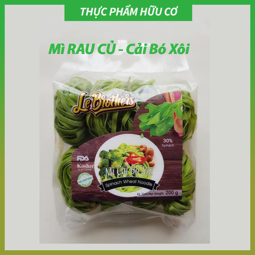 Mì RAU CỦ Mỳ hữu cơ Anpaso, mỳ rau củ organic eat clean giảm cân, ăn chay, thực dưỡng, bổ sung vitamin, chất xơ 5 vị rau 200G
