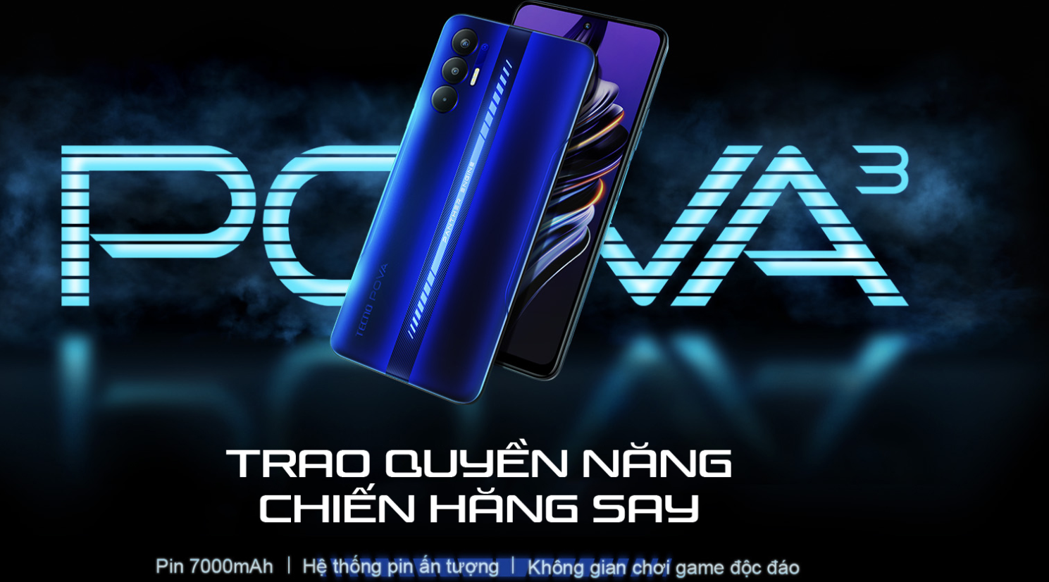 Điện thoại Gaming Tecno POVA 3 (6+5GB)/128GB-Helio G88|7000 mAh|Sạc nhanh 33W-Hàng Chính hãng