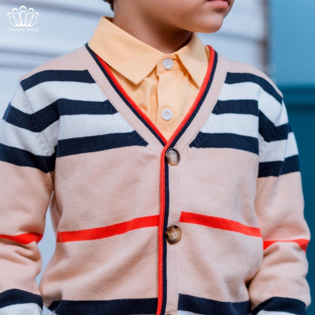 Áo Cardigan Bé Trai Cao Cấp Crown Space CKBL5411807 Chuẩn Soái Ca - Giữ Nhiệt Siêu Nhẹ Siêu Ấm - Size 19kg đến 24kg
