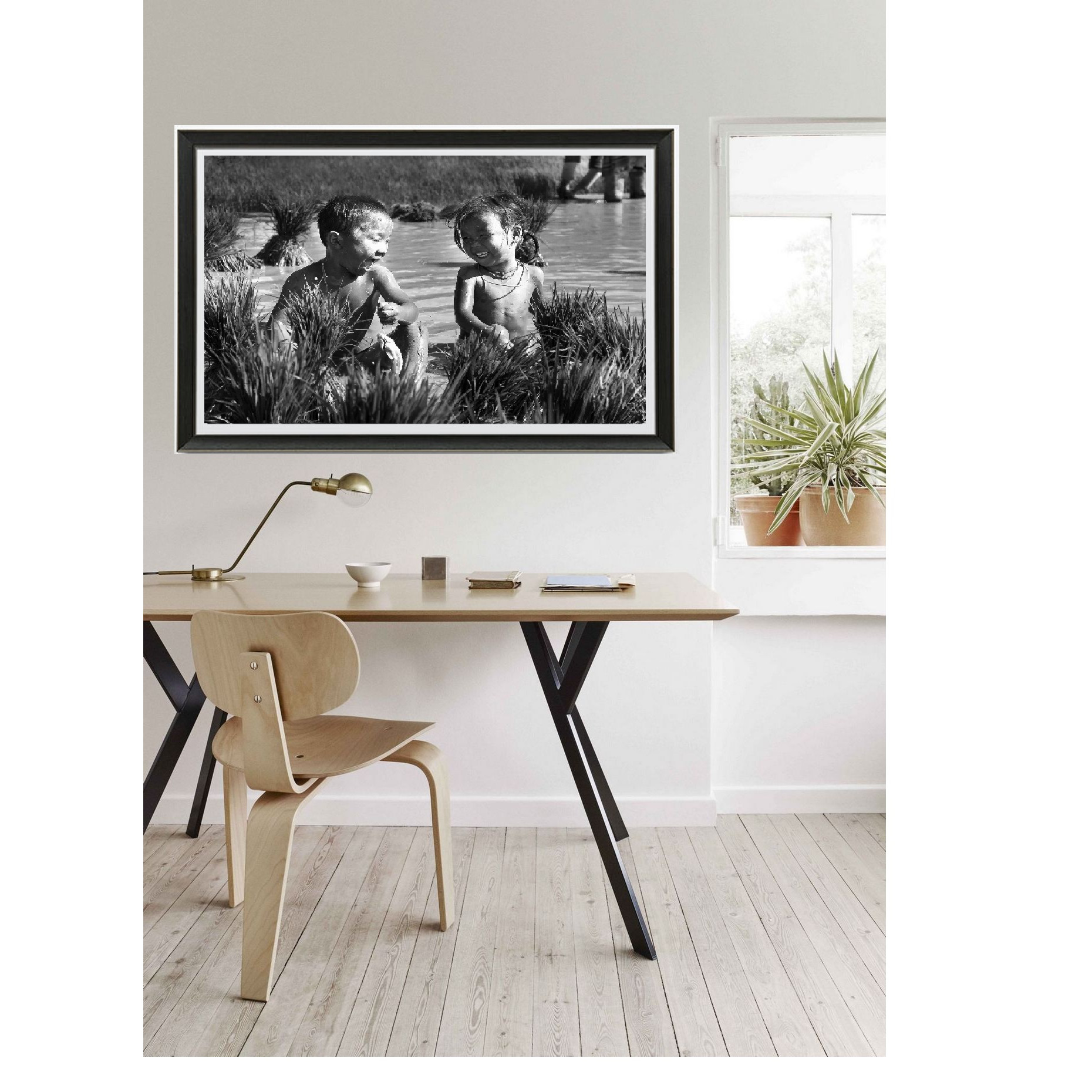 Tranh Treo Tường TRẮNG ĐEN, ĐÔI BẠN, Tranh canvas thiên nhiên, có khung kèm, treo phòng khách, phòng ăn,, phong cách hiện đại PVP-PC05