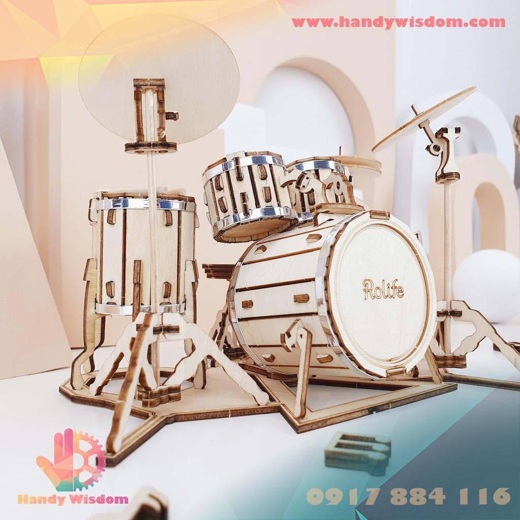 Mô hình lắp ghép gỗ Rolife - Bộ dàn trống - Robotime Drum Kit TG409