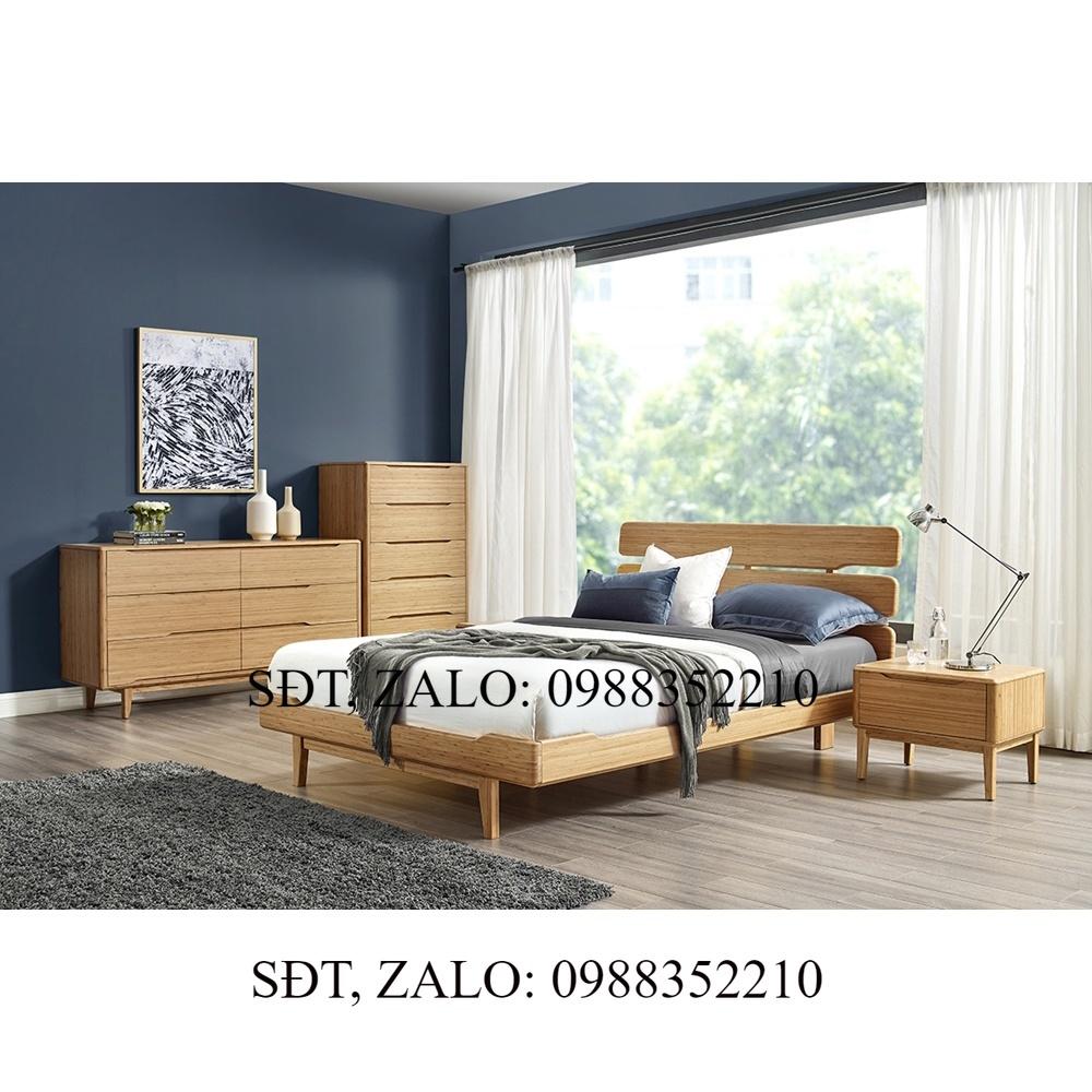 Giường ngủ 1m8 x 2m gỗ sồi thanh lịch GHĐS-08