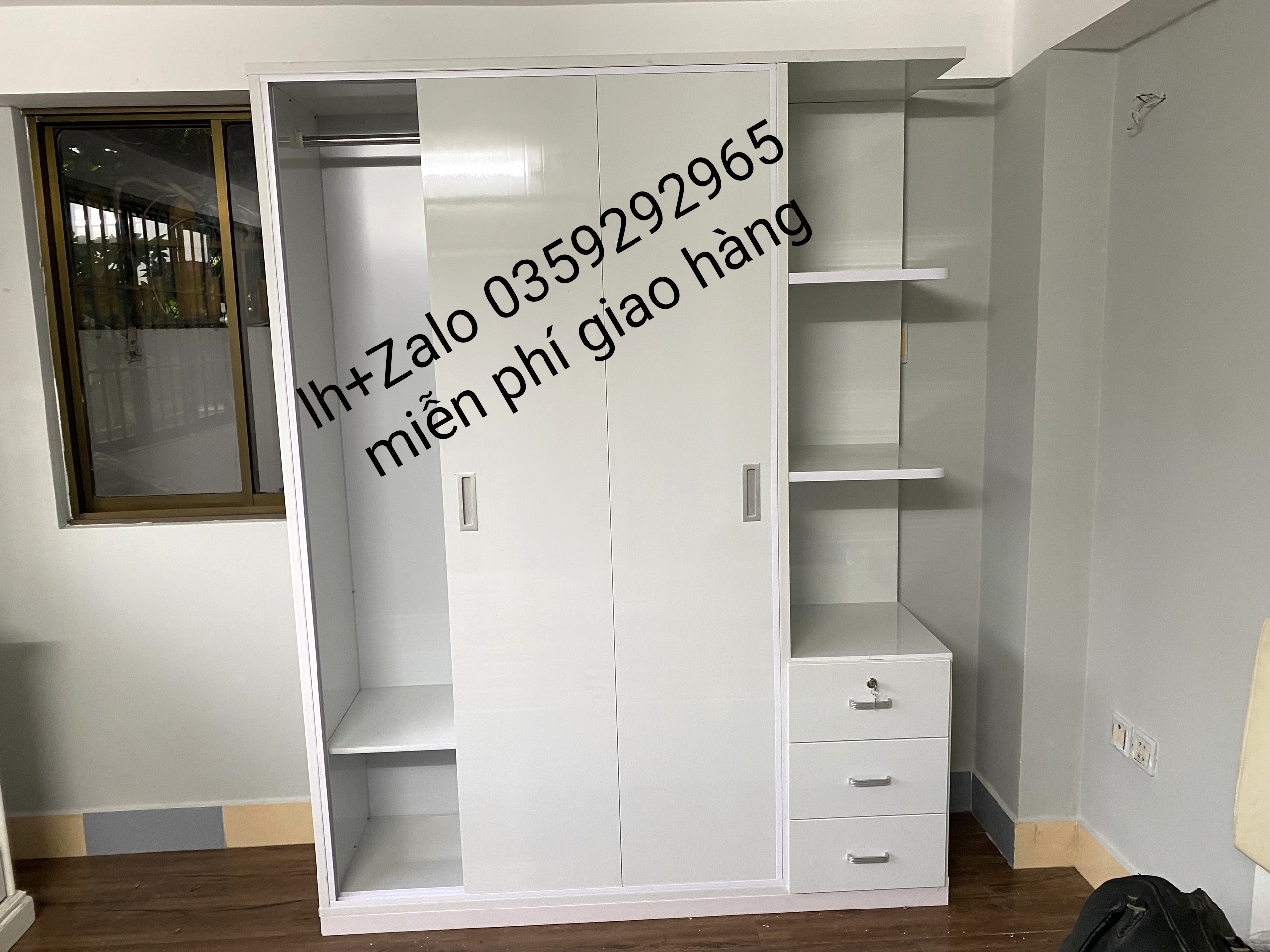 Tủ nhựa đài Loan 3 cánh 1 kệ cửa lùa