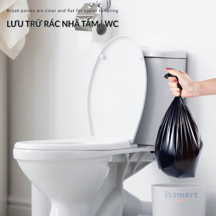 100 Túi Đựng Rác Văn Phòng Nylon Đen 5 Cuộn 150gr Túi Đựng Rác Tự Hủy Sinh Học 45x50CM Siêu Dai