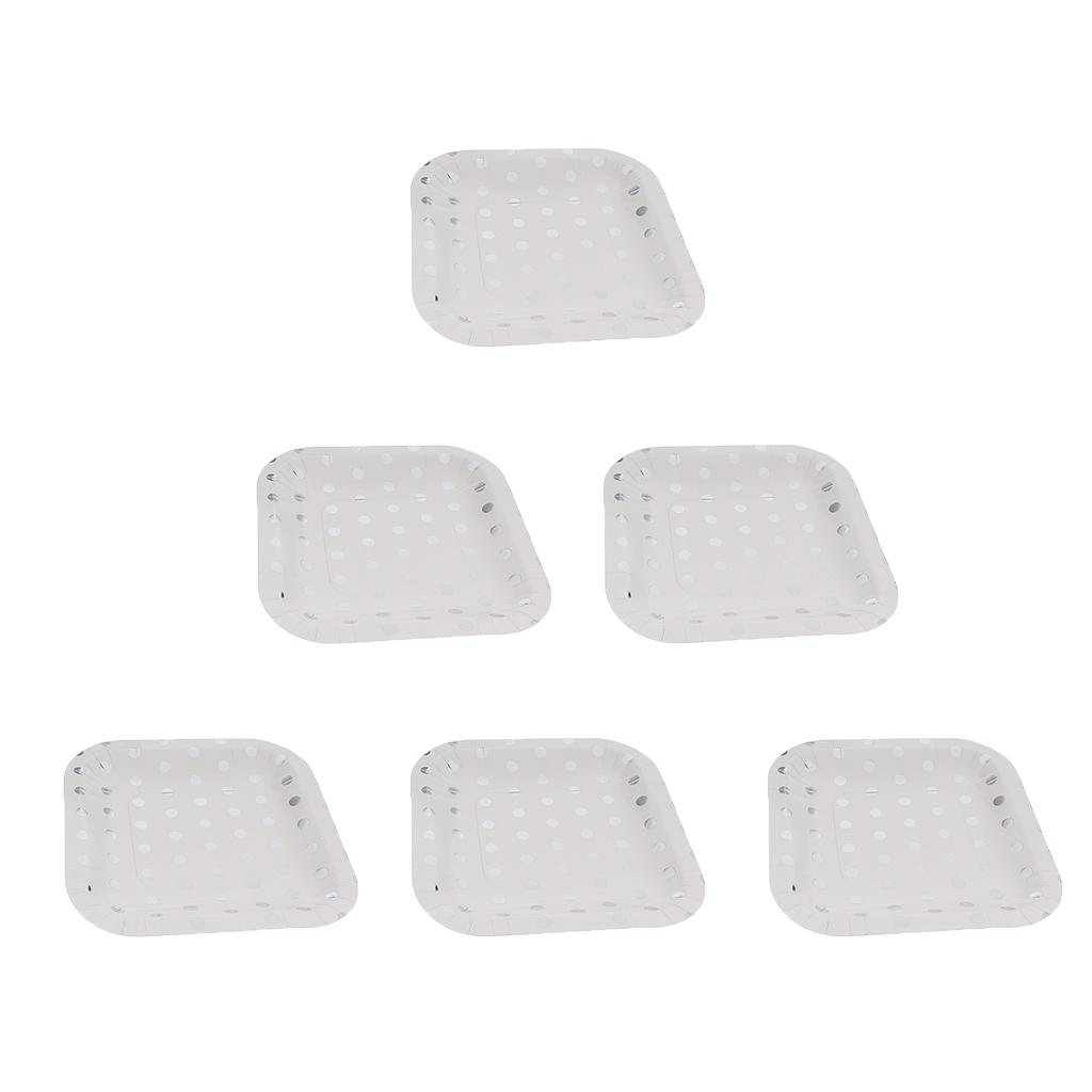 5x6 Shiny Silver Polka Dots Paper Plates Party Disposable Tableware Decoration