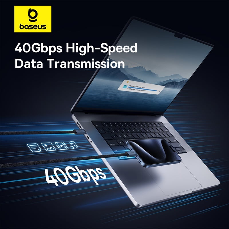 Cáp C to C xuất Video Baseus Flash Series 2 USB4 Full Featured Data Cable 40Gbps 240W 8K/60Hz - Hàng chính hãng