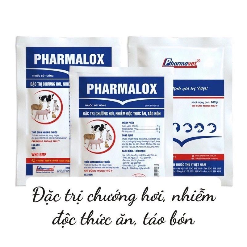 1 gói PHARMALOX 10g dùng cho chướng hơi, táo bón trên trâu bò lợn gà chó mèo