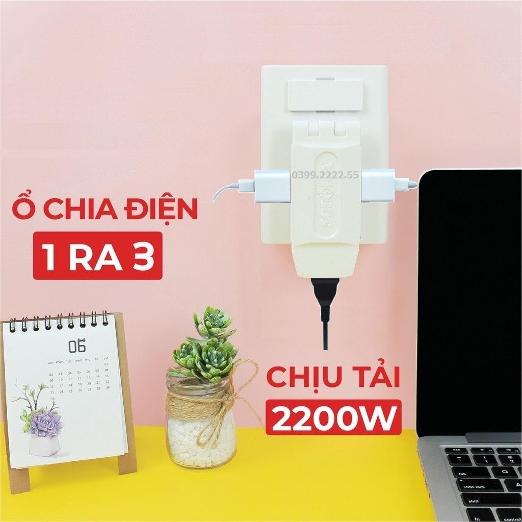 Phích Cắm Chia 3 - Ổ Cắm Chia 3 Ổ - Xoay 180 Độ - Dành Cho Không Gian Hẹp Nhỏ Gọn, Tiện Dụng Gia Đình- TakyHome 8603