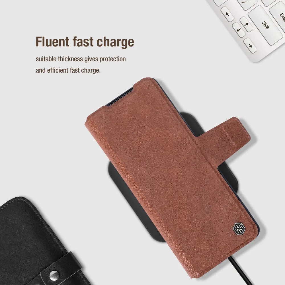 Case bao da chống sốc cho Samsung Galaxy Z Fold 5 trang bị ngăn đựng S-Pen hiệu Nillkin Aoge Leather Cover Case  - hàng nhập khẩu