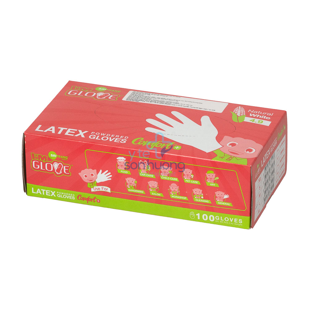 Găng Tay Y Tế Latex I'm gloves Có Bột Màu Trắng Hộp 100 Chiếc