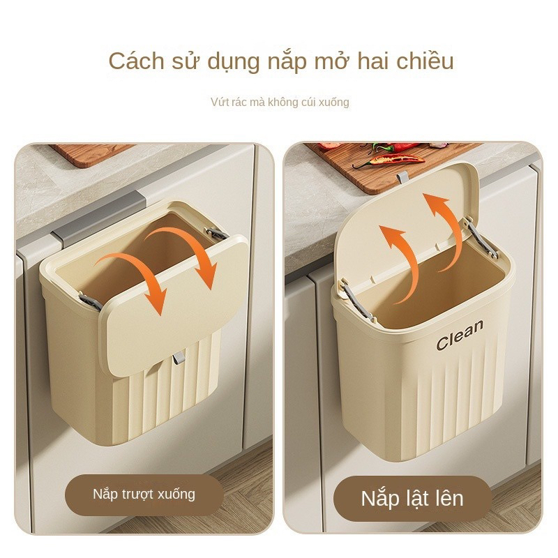 Thùng Rác Treo Tường Đa Năng Bền Chắc 12L Nắp Trượt Thùng Rác Treo Cánh Tủ Bếp Dán Trên Tường - HENRYSA