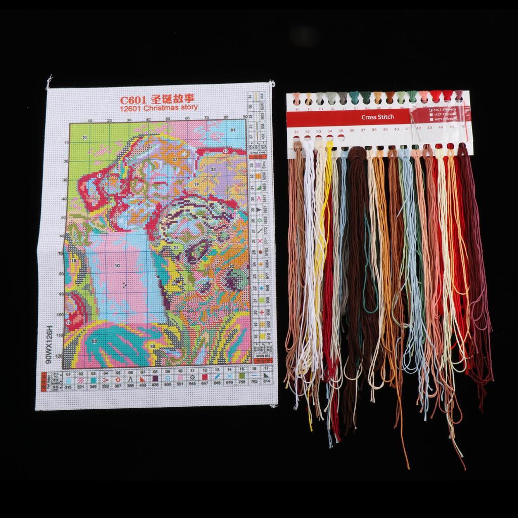 Stamped Cross Stitch Kit Pattern Embroidery Needlework 11CT - Santa Claus