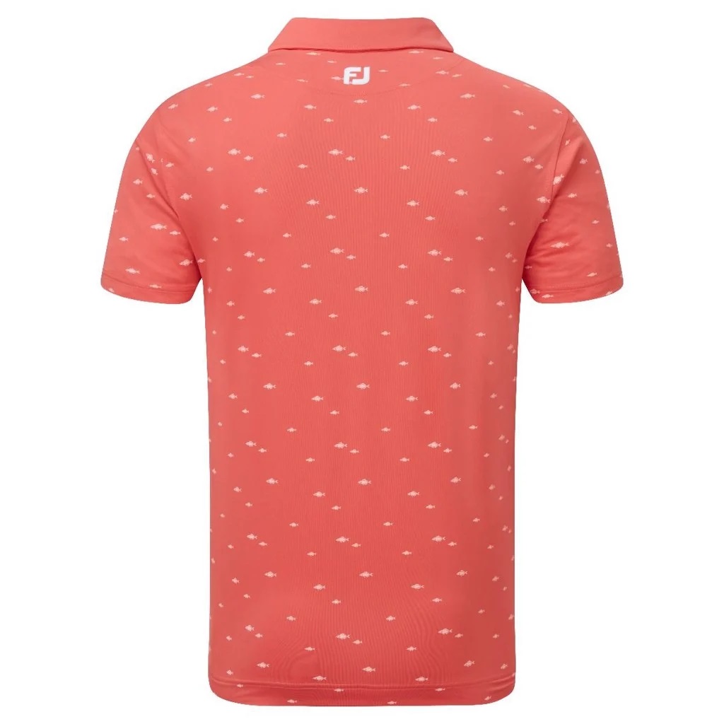 Polo Golf Nam Footjoy FJ School of Fish Print Lisle, Self Collar - 87095 - Sản phẩm được thiết kế với màu sắc nổi bật, tạo ấn tượng cho người sử dụng