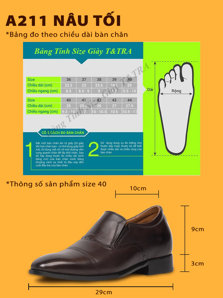 Giày Tăng Chiều Cao Nam A211NT